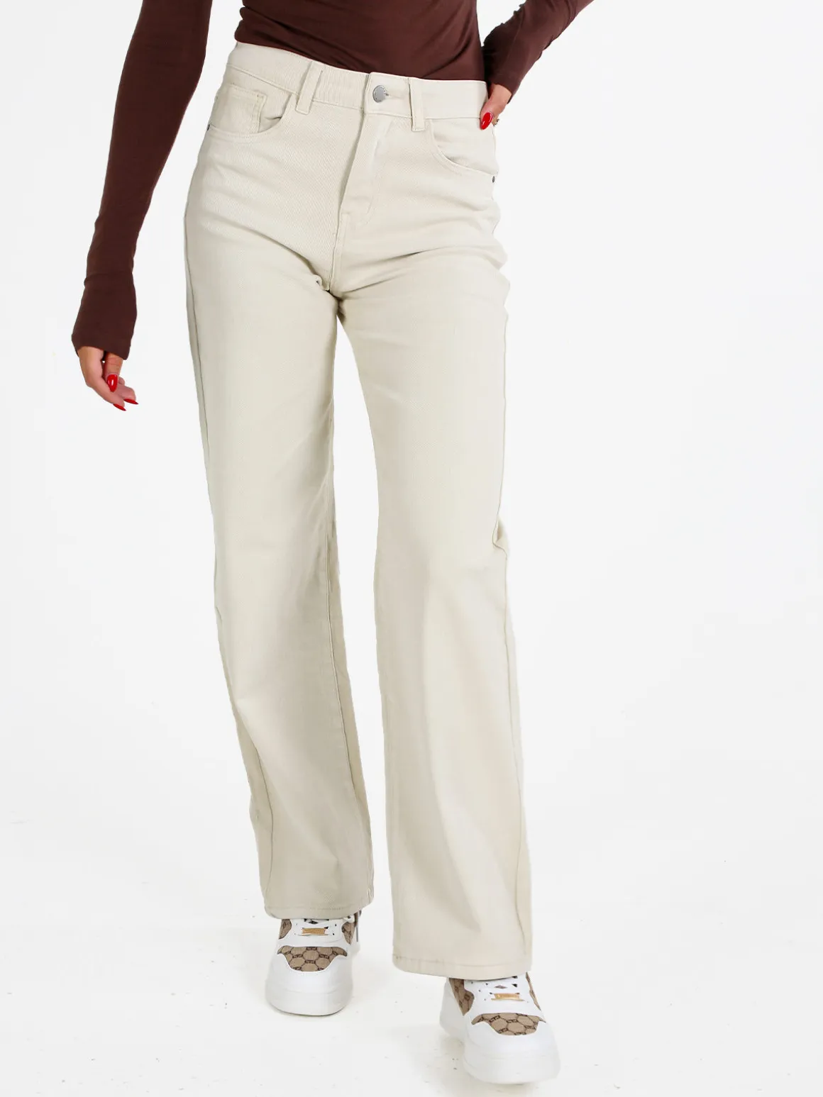 Solada Jeans donna mom fit - panna