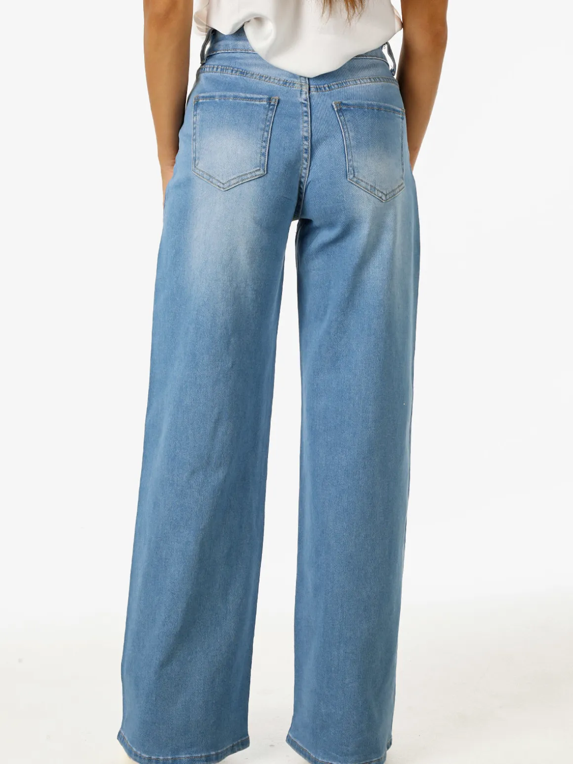 Solada Jeans donna wide leg con micro borchie - jeans