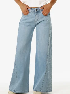 Solada Jeans donna wide leg con strass - jeans