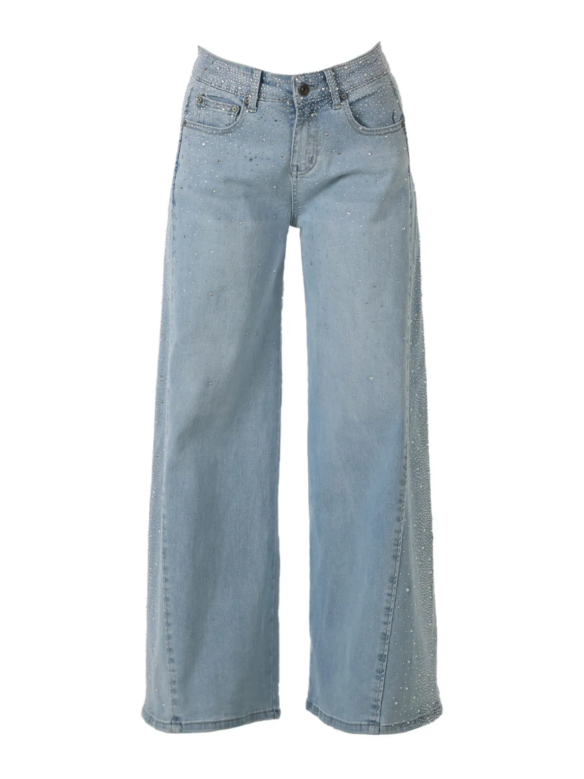 Solada Jeans donna wide leg con strass - jeans