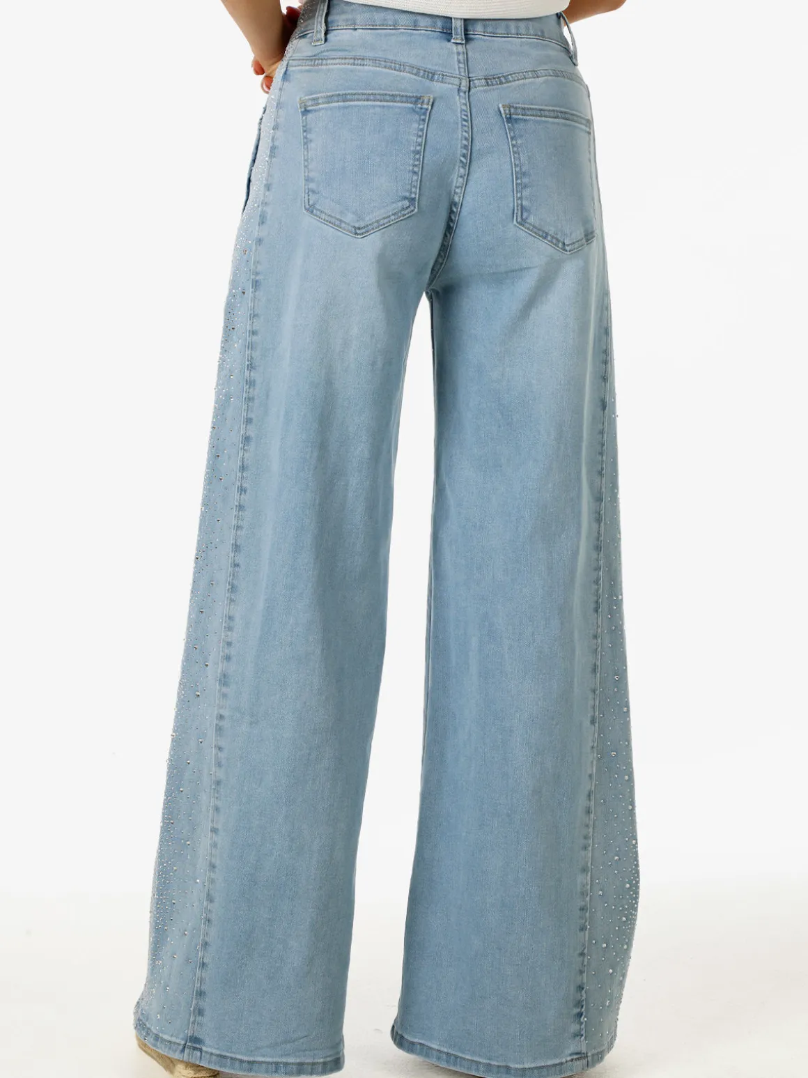 Solada Jeans donna wide leg con strass - jeans