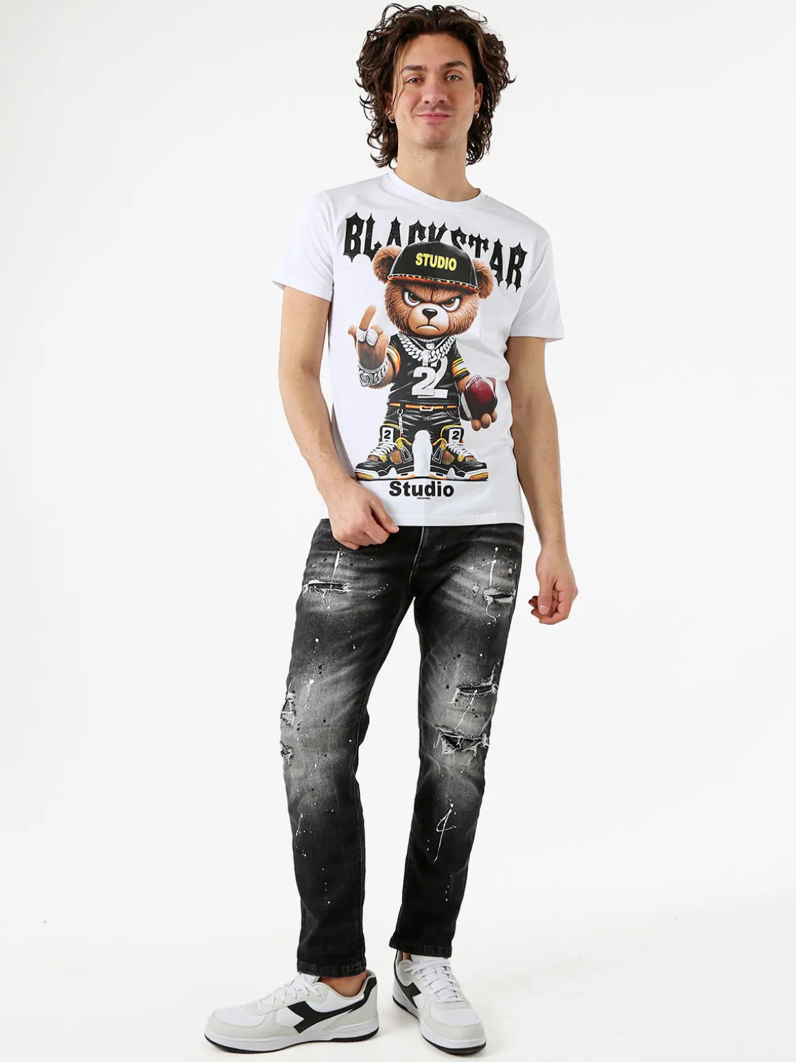 Solada Jeans skinny da uomo con strappi - nero