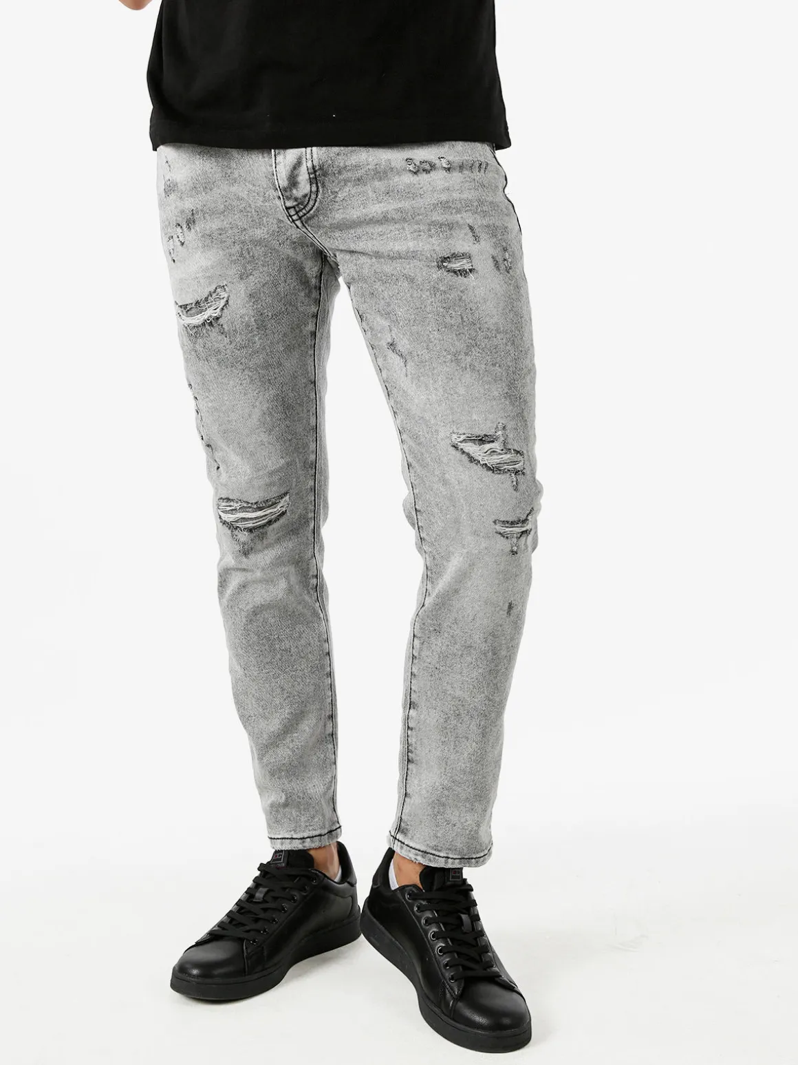 Solada Jeans strappati da uomo slim fit - grigio