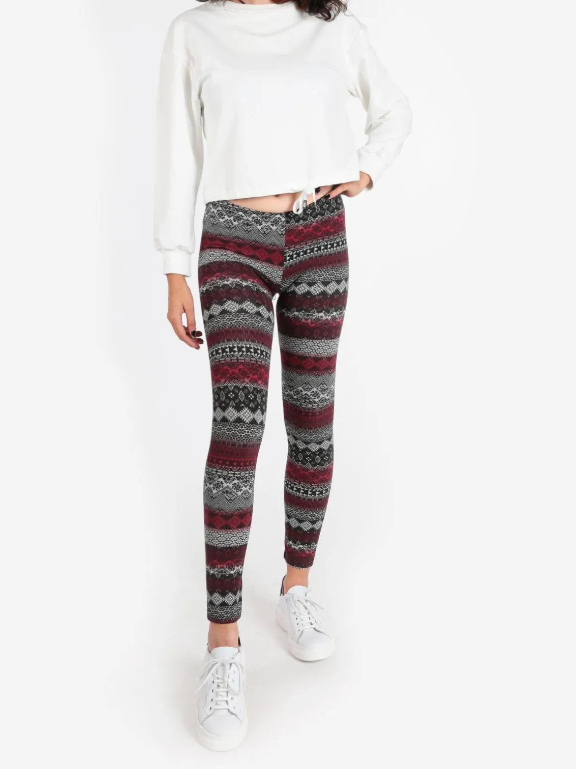 Solada Leggings donna a fantasia in cotone felpato