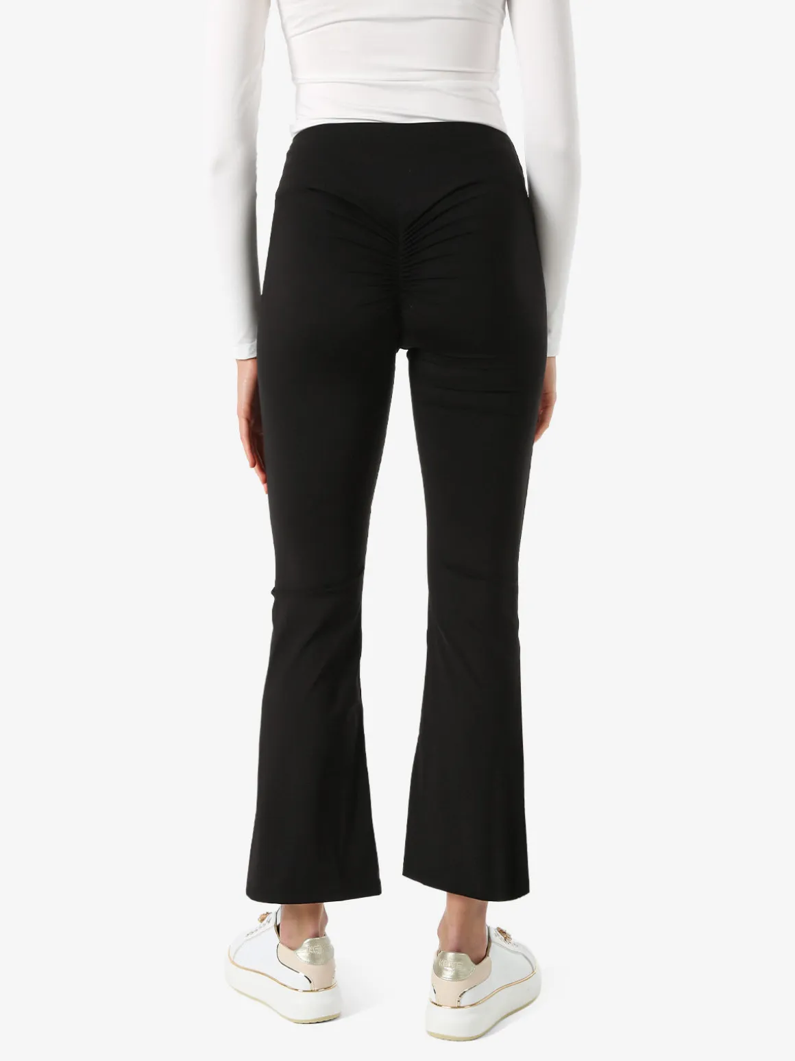 Solada Leggings donna a zampa con arricciatura posteriore effetto push-up - nero