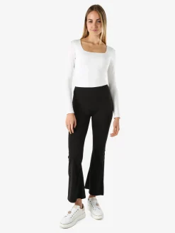 Solada Leggings donna a zampa con arricciatura posteriore effetto push-up - nero