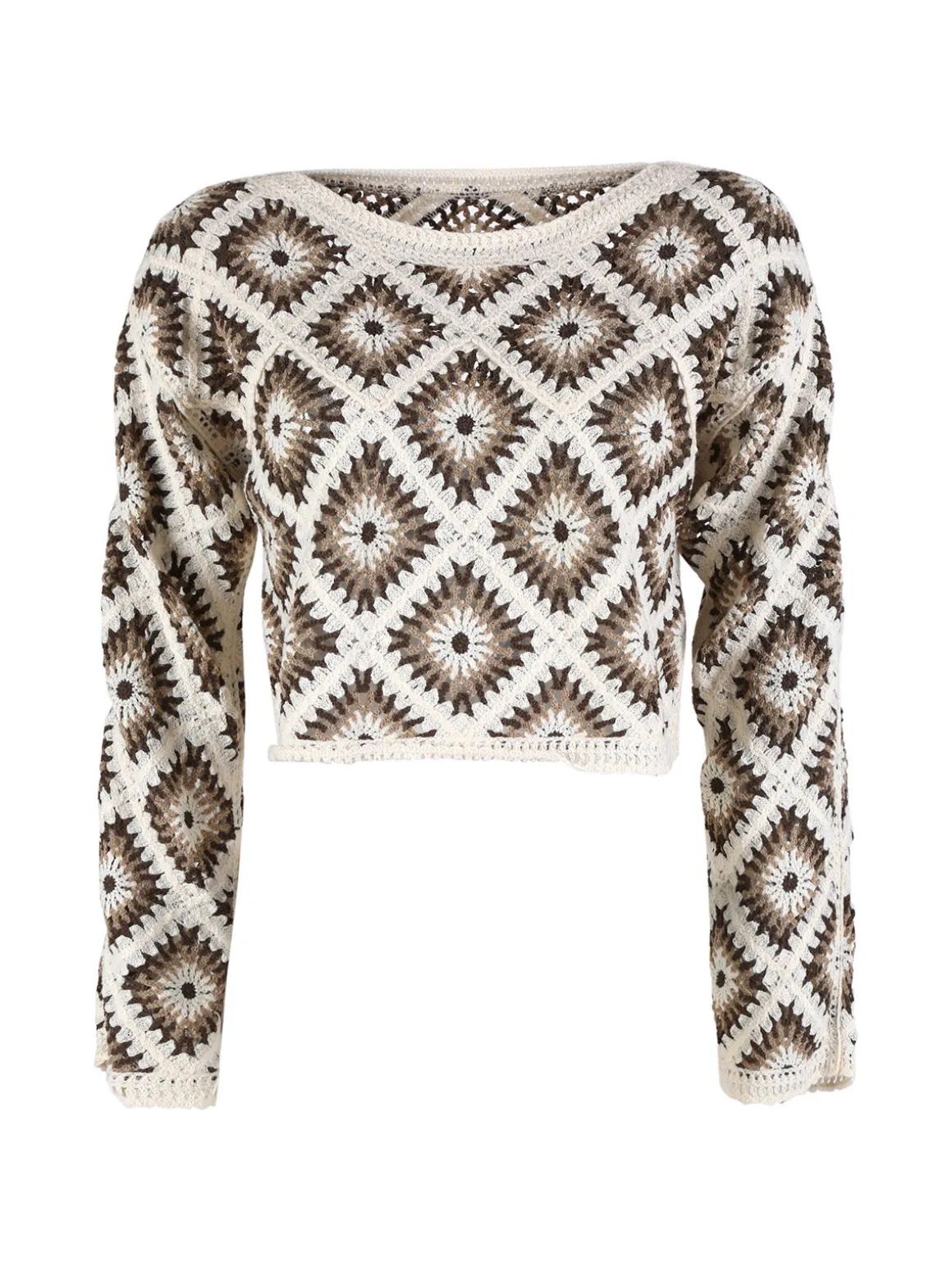 Solada Maglia cropped donna in pizzo macramè