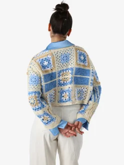 Solada Maglia da donna colorata in macramè - azzurro