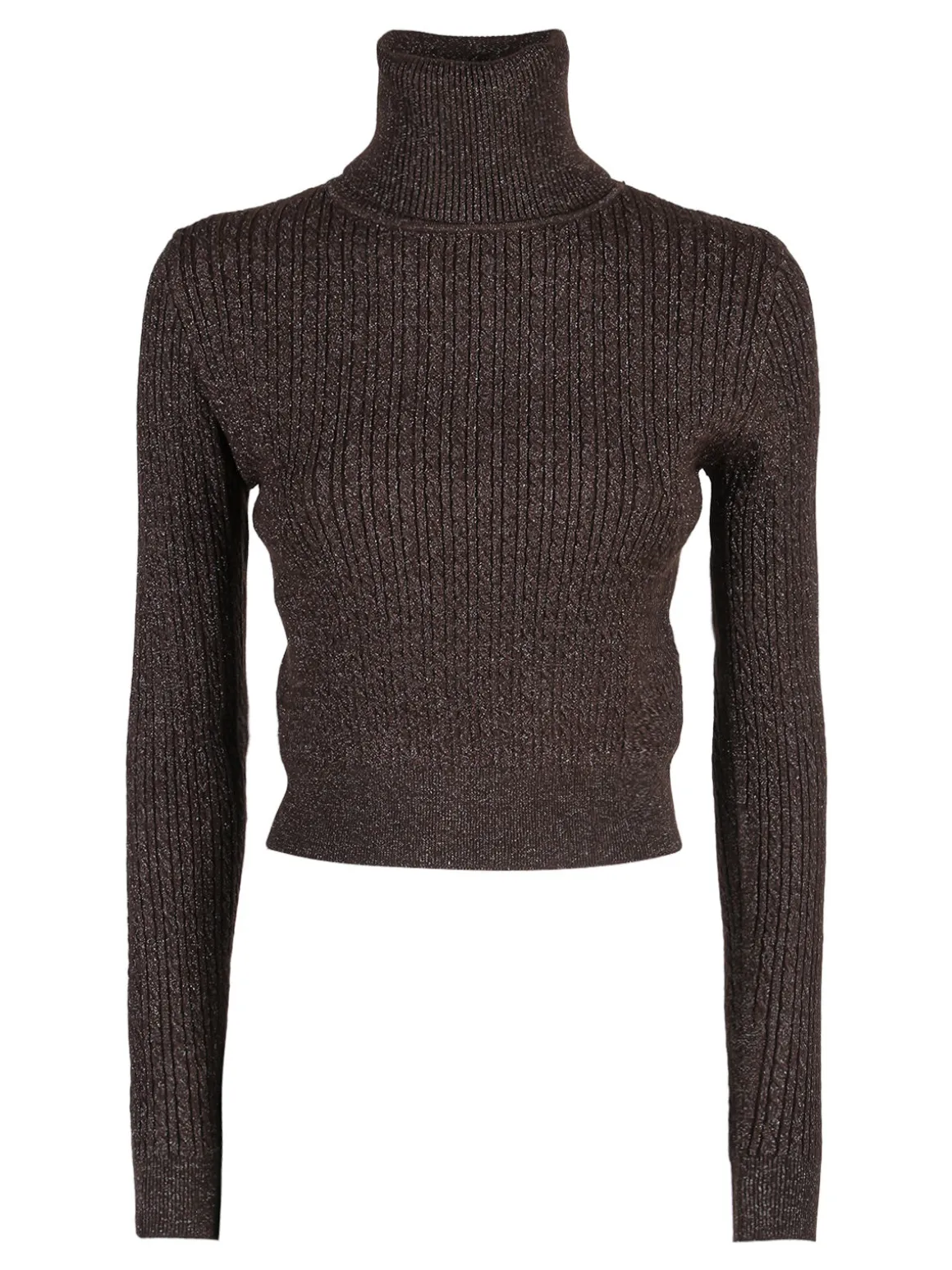 Solada Maglia dolcevita donna a trecce con lurex - moro