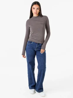 Solada Maglia donna accollata a maniche lunghe - grigio scuro