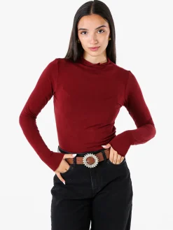 Solada Maglia donna accollata a maniche lunghe - bordeaux