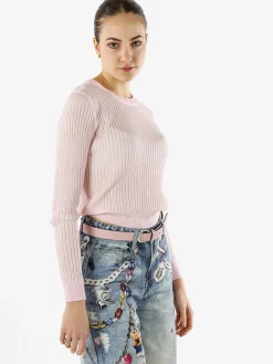 Solada Maglia donna a coste con lurex - rosa