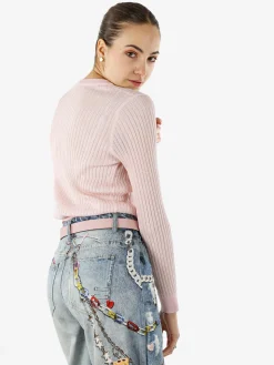 Solada Maglia donna a coste con lurex - rosa