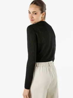 Solada Maglia donna a coste con lurex - nero