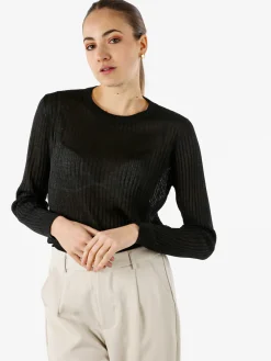 Solada Maglia donna a coste con lurex - nero