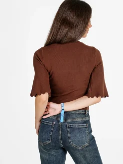 Solada Maglia donna a costine con maniche a campana - moro
