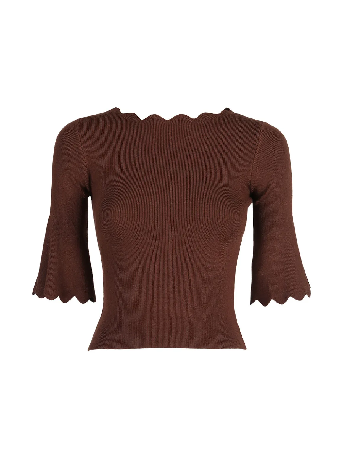 Solada Maglia donna a costine con maniche a campana - moro
