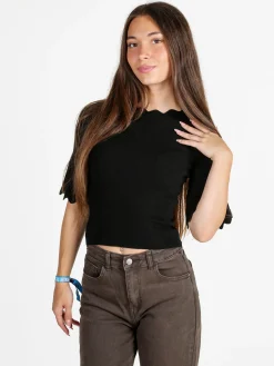 Solada Maglia donna a costine con maniche a campana - nero