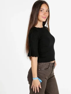 Solada Maglia donna a costine con maniche a campana - nero