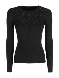 Solada Maglia donna a costine con strass