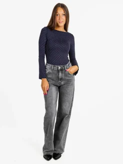 Solada Maglia donna a maniche lunghe con borchie - blu scuro