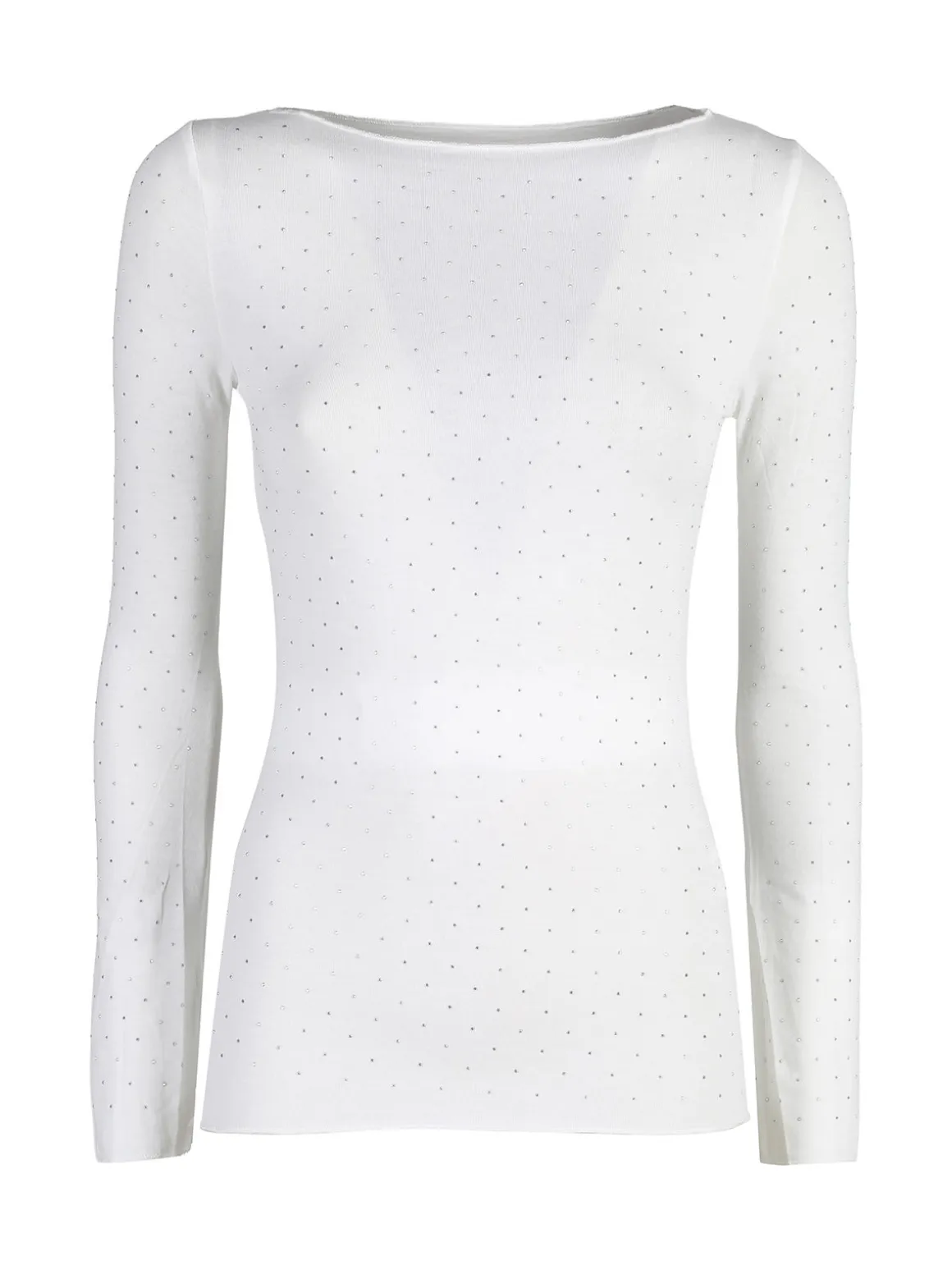 Solada Maglia donna a maniche lunghe con borchie - bianco