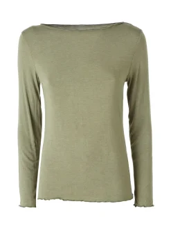 Solada Maglia donna a maniche lunghe con scollo a barchetta - oliva
