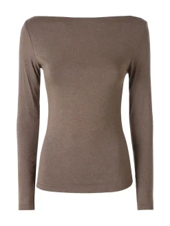 Solada Maglia donna a maniche lunghe con scollo a barchetta - marrone