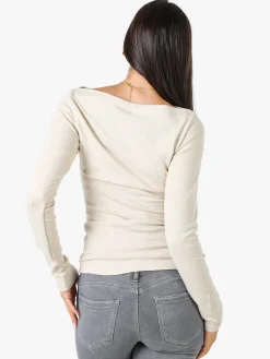 Solada Maglia donna a maniche lunghe con scollo a barchetta - grigio scuro
