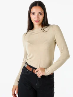 Solada Maglia donna a maniche lunghe con scollo a barchetta - beige