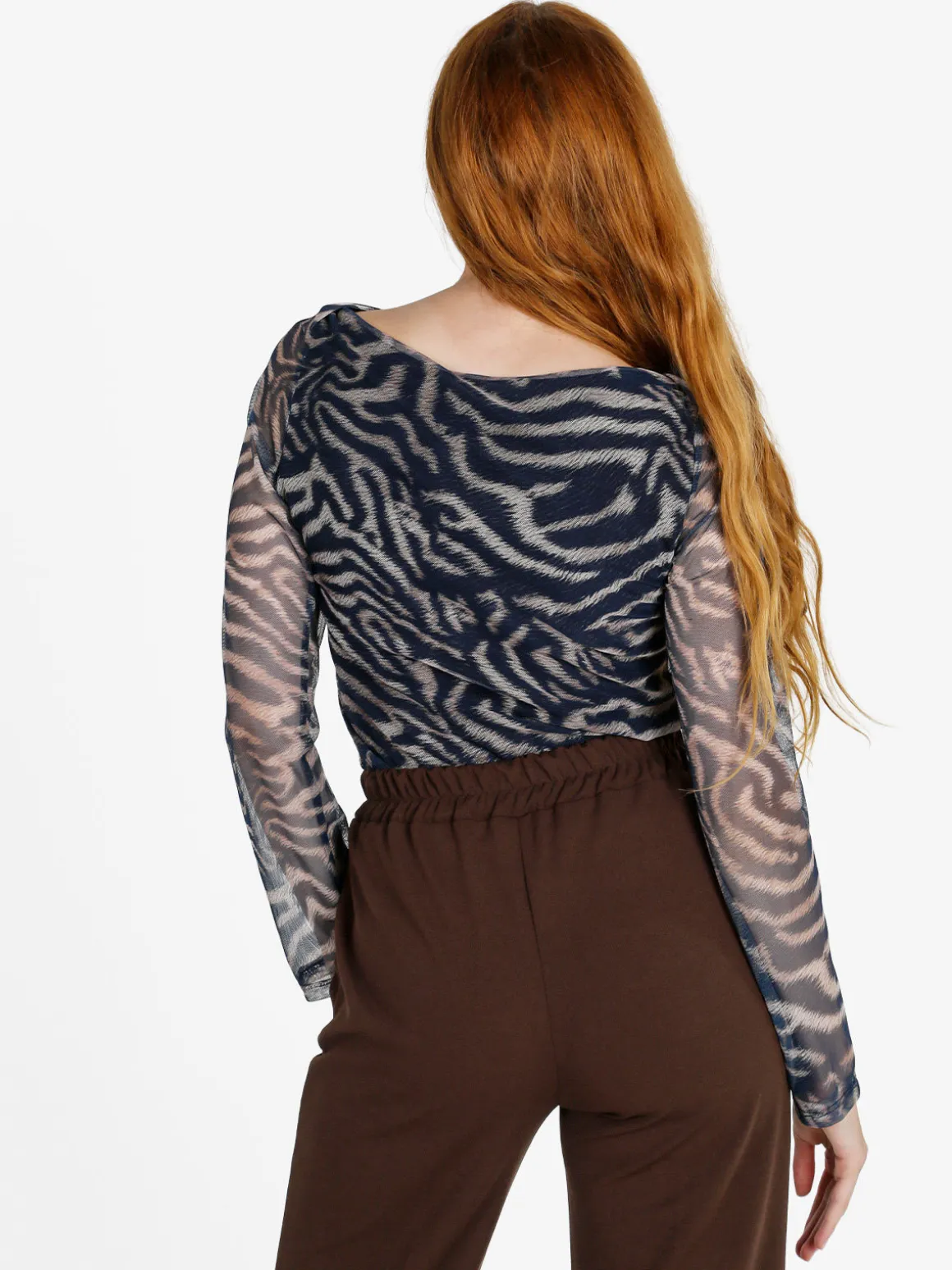 Solada Maglia donna con stampe e maniche velate - blu
