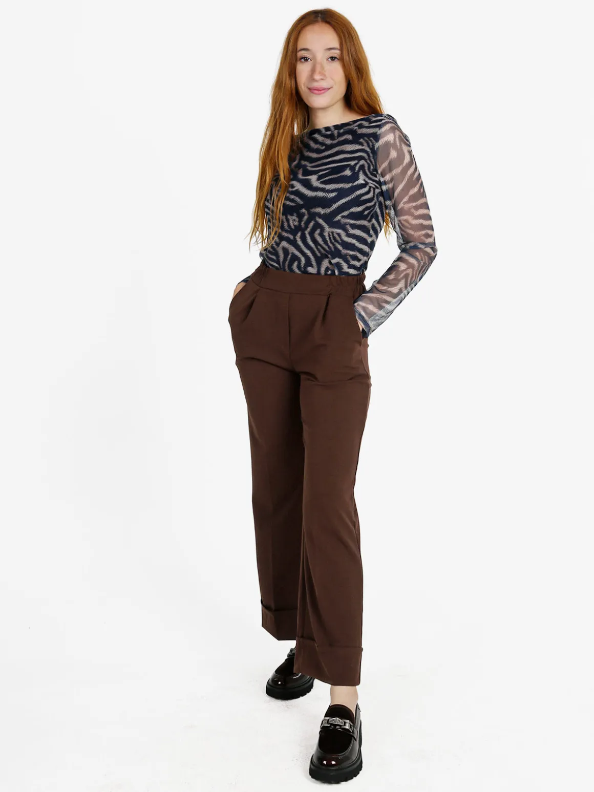 Solada Maglia donna con stampe e maniche velate - blu