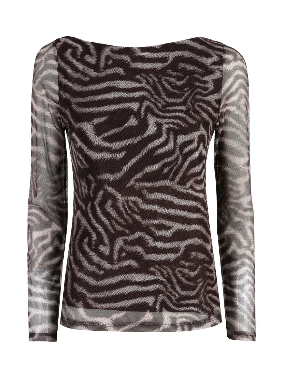 Solada Maglia donna con stampe e maniche velate - moro