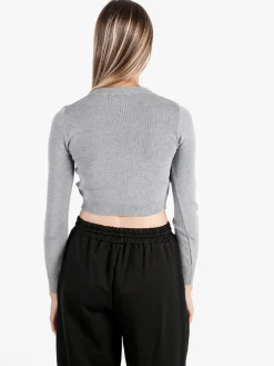 Solada Maglia donna cropped a costine - grigio