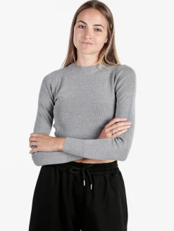Solada Maglia donna cropped a costine - grigio