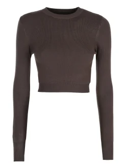 Solada Maglia donna cropped a costine - moro