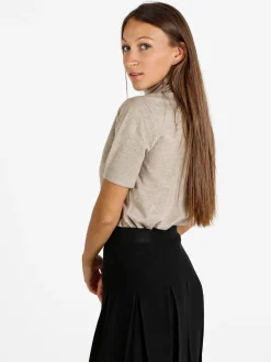 Solada Maglia donna dolcevita a maniche corte - sabbia