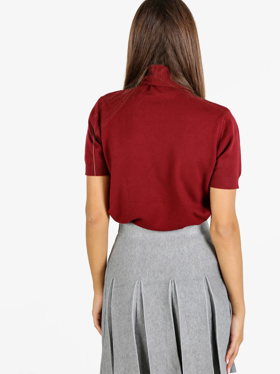 Solada Maglia donna dolcevita a maniche corte - bordeaux