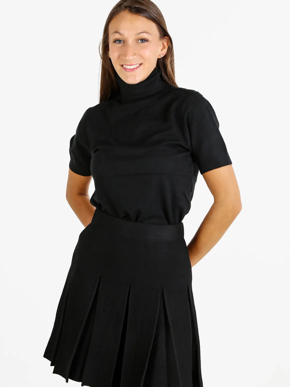 Solada Maglia donna dolcevita a maniche corte - nero