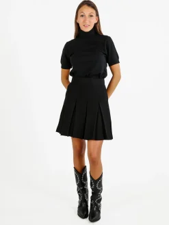 Solada Maglia donna dolcevita a maniche corte - nero