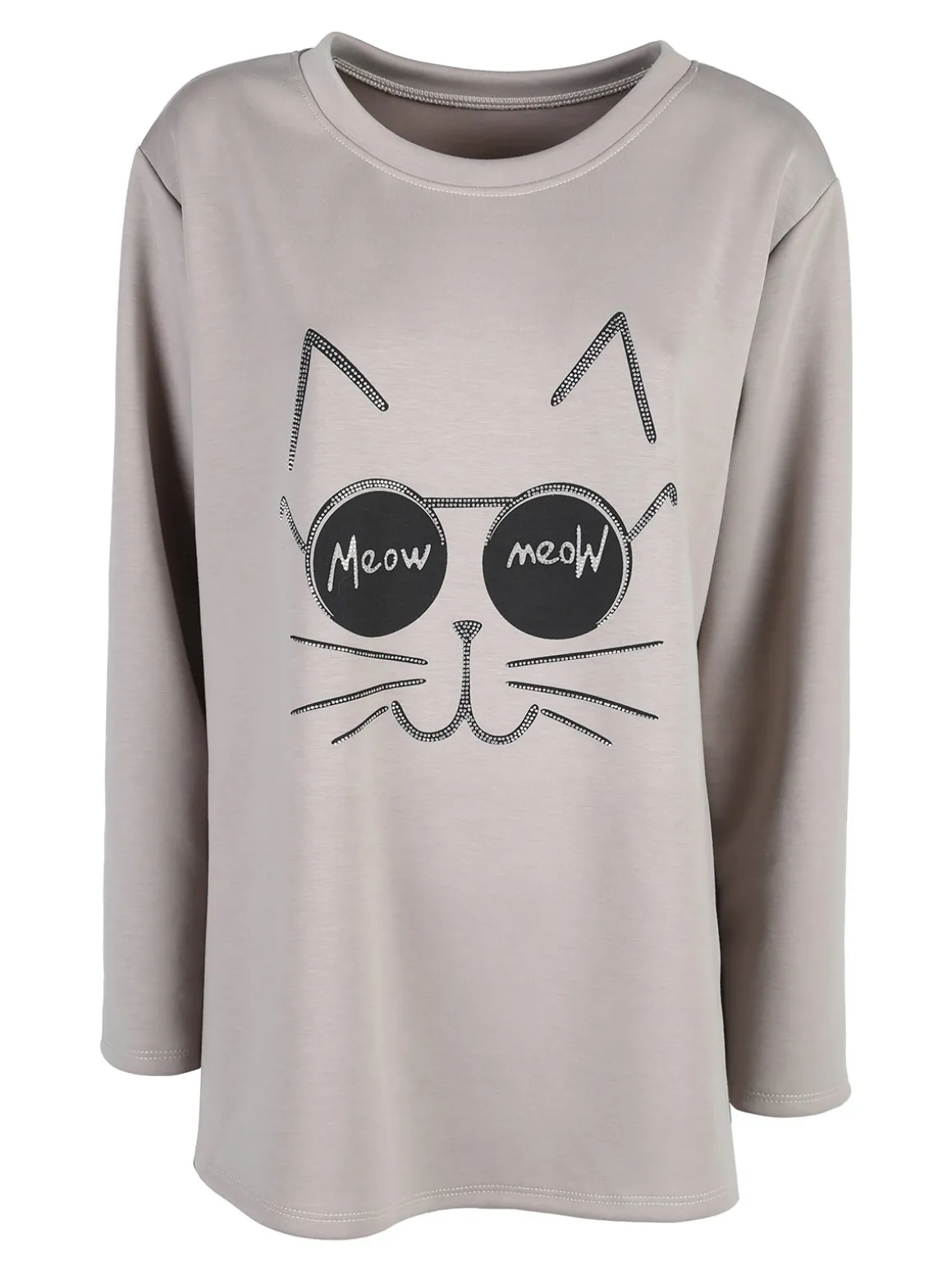 Solada Maglia donna girocollo con strass - taupe