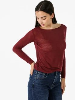 Solada Maglia donna in misto cashmere a maniche lunghe - bordeaux