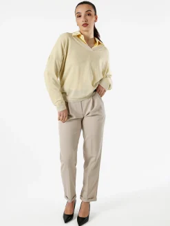 Solada Maglia donna lurex oversize con scollo V - oro