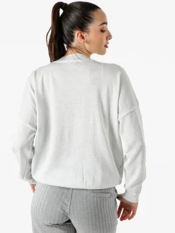 Solada Maglia donna lurex oversize con scollo V - argento
