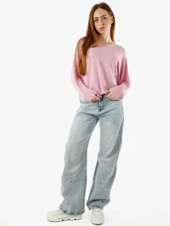 Solada Maglia donna oversize con maniche a pipistrello - rosa