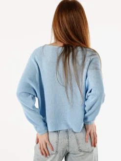 Solada Maglia donna oversize con maniche a pipistrello - azzurro
