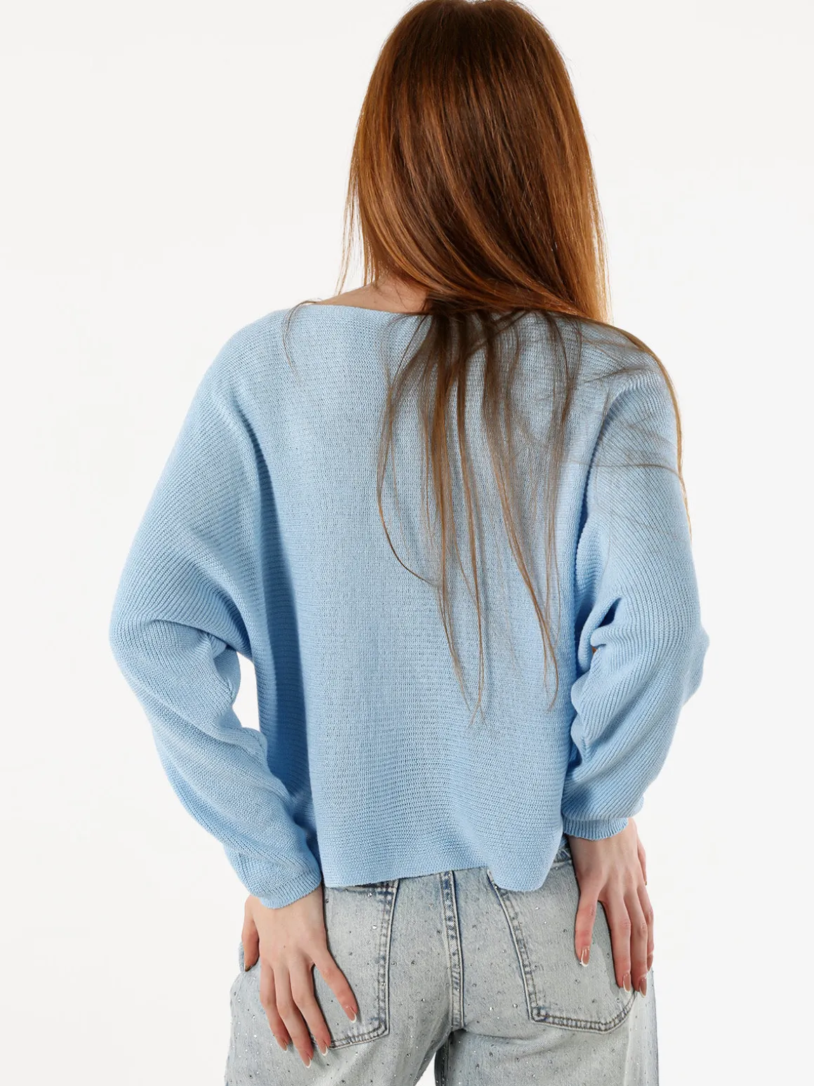 Solada Maglia donna oversize con maniche a pipistrello - azzurro