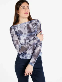 Solada Maglia donna velata a maniche lunghe con scollo a barca