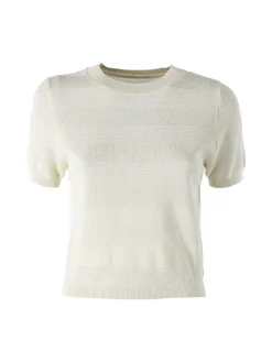 Solada Maglia girocollo da donna a maniche corte - panna