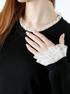 Solada Maglia girocollo da donna con dettagli in pizzo - nero